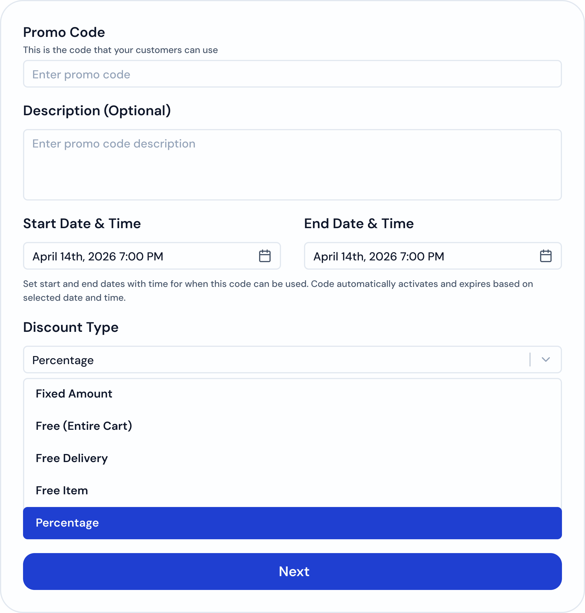Discount type flexibility